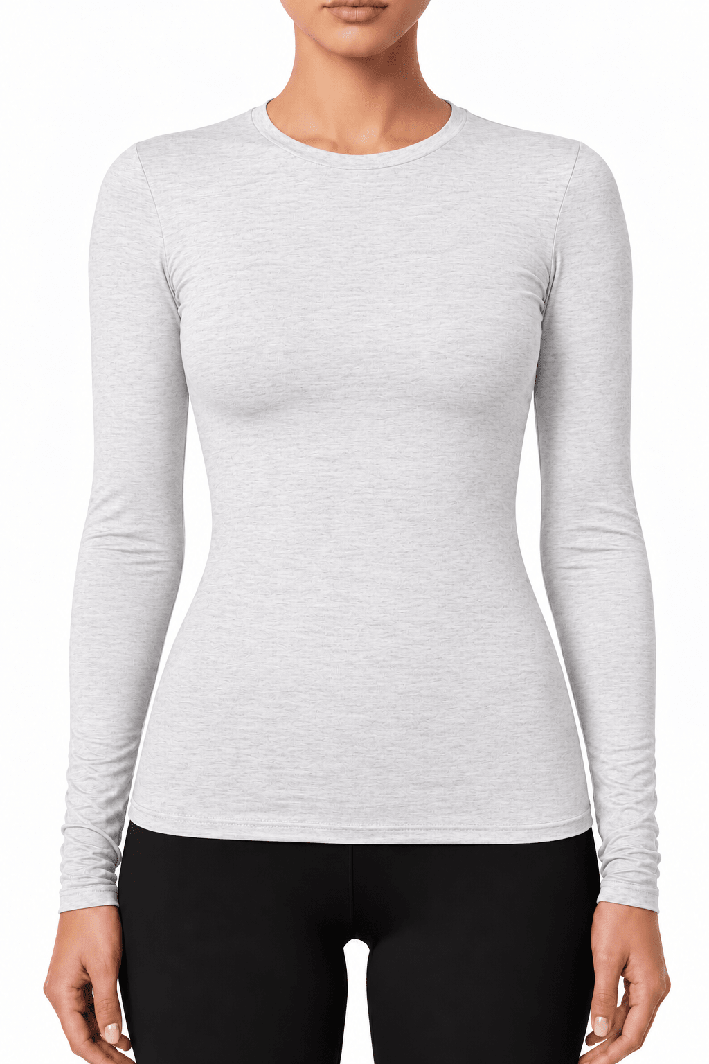 Crew Neck - Heathered White - EMMYDEVEAUX