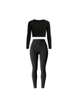 Long Sleeved Crop Top + Leggings - EMMYDEVEAUX