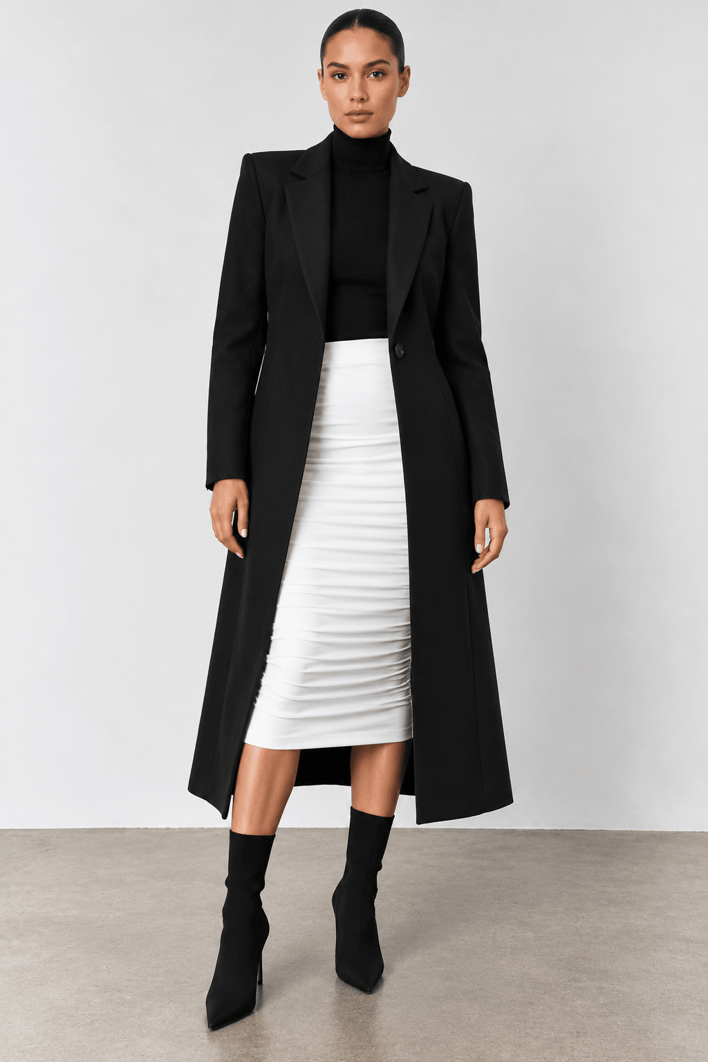 Ruched Midi Skirt - EMMYDEVEAUX
