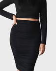 Ruched Midi Skirt - EMMYDEVEAUX