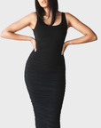 Ruched Tank Midi Dress - EMMYDEVEAUX