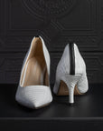 White Croc Pumps - EMMYDEVEAUX