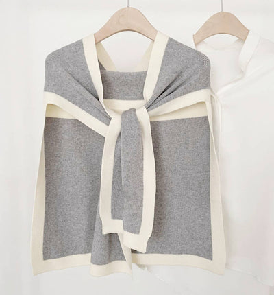 Shoulder Wrap Scarf with Contrast Trim