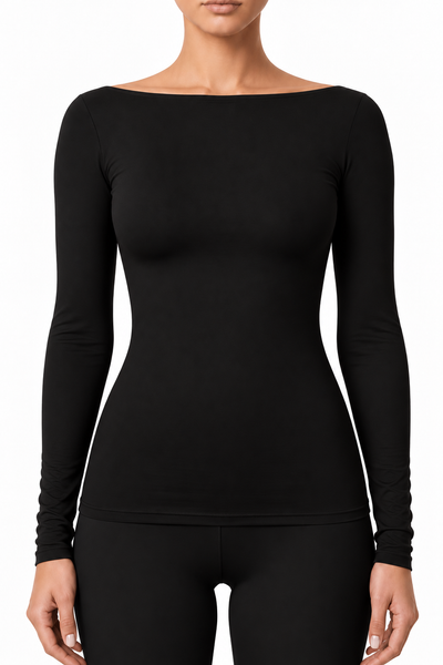 Long Sleeved Boat Neck Shirt