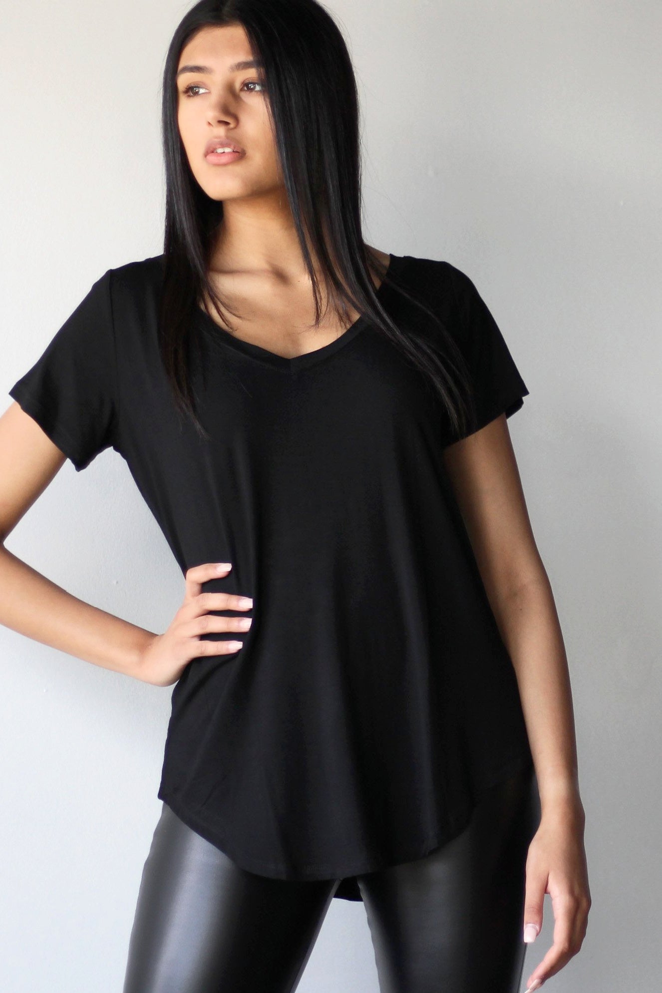 Boyfriend T-Shirt + Pleather Leggings - EMMYDEVEAUX