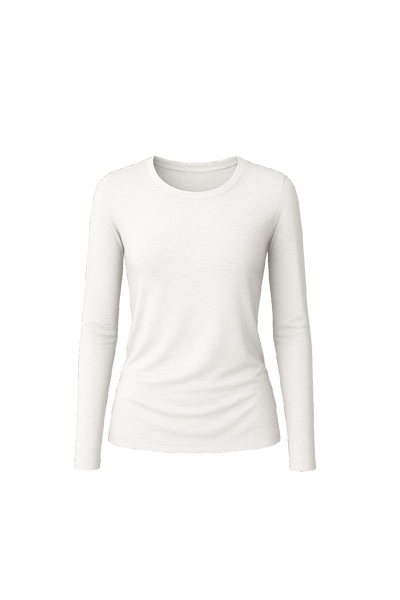 Crew Neck - Heathered White - EMMYDEVEAUX