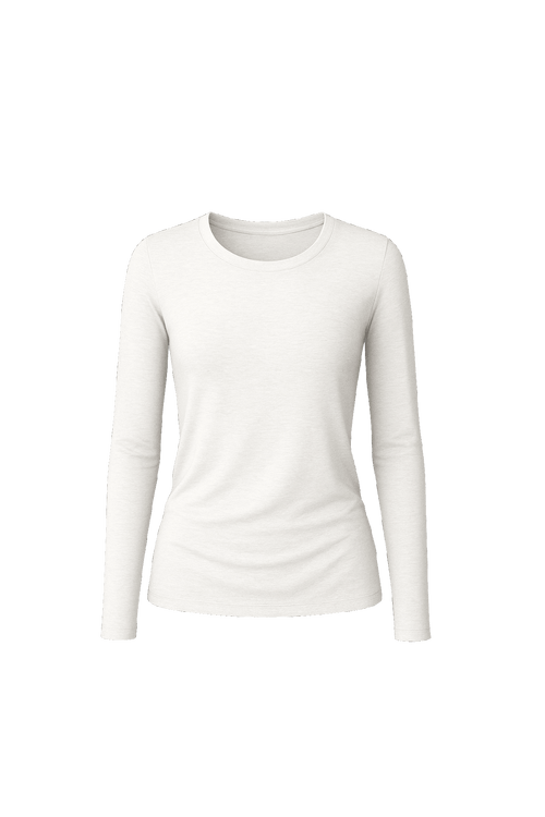 Crew Neck - Heathered White - EMMYDEVEAUX