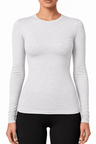Crew Neck - Heathered White - EMMYDEVEAUX