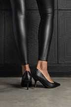 Harper Heel Black Croc - EMMYDEVEAUX