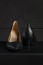 Harper Heel Black Croc - EMMYDEVEAUX