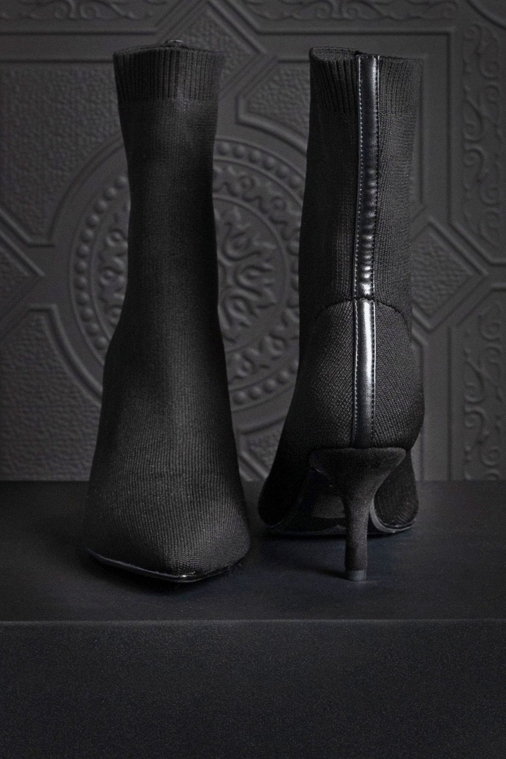 Harper Heel Stretch Sock Boot - EMMYDEVEAUX