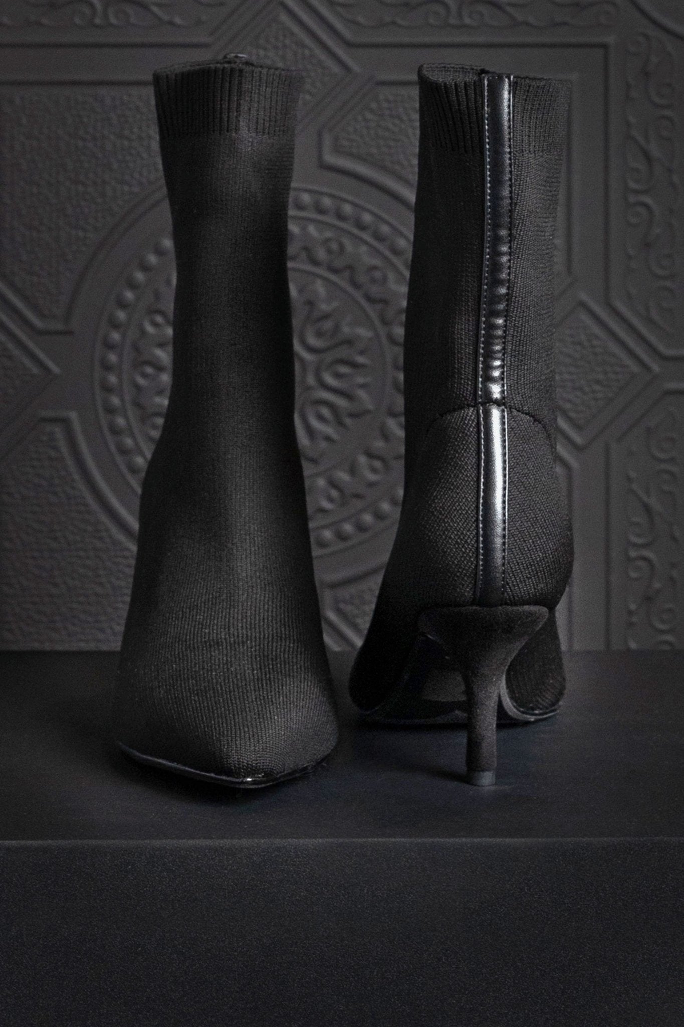 Harper Heel Stretch Sock Boot - EMMYDEVEAUX