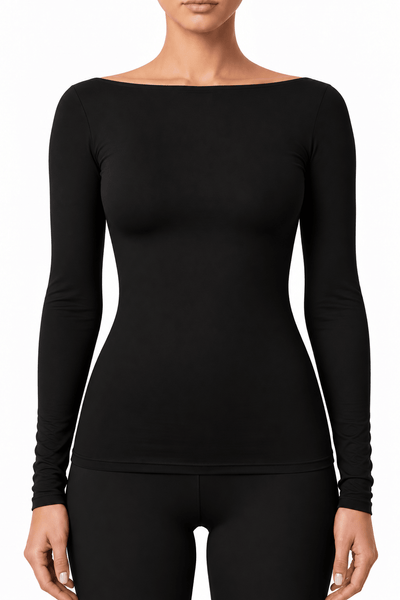 Long Sleeved Boat Neck Shirt - EMMYDEVEAUX