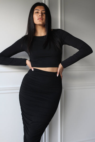 Ruched Maxi Skirt - EMMYDEVEAUX
