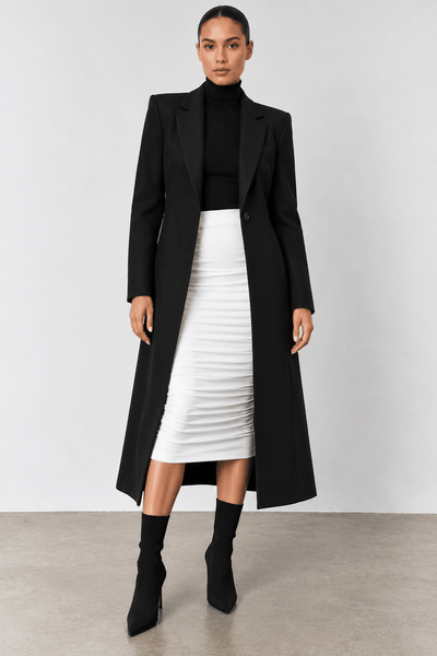 Ruched Midi Skirt - EMMYDEVEAUX