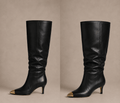 The Harper Black Boot with Gold Toe - EMMYDEVEAUX