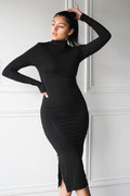 Turtleneck Midi Bodycon with Zippers - EMMYDEVEAUX
