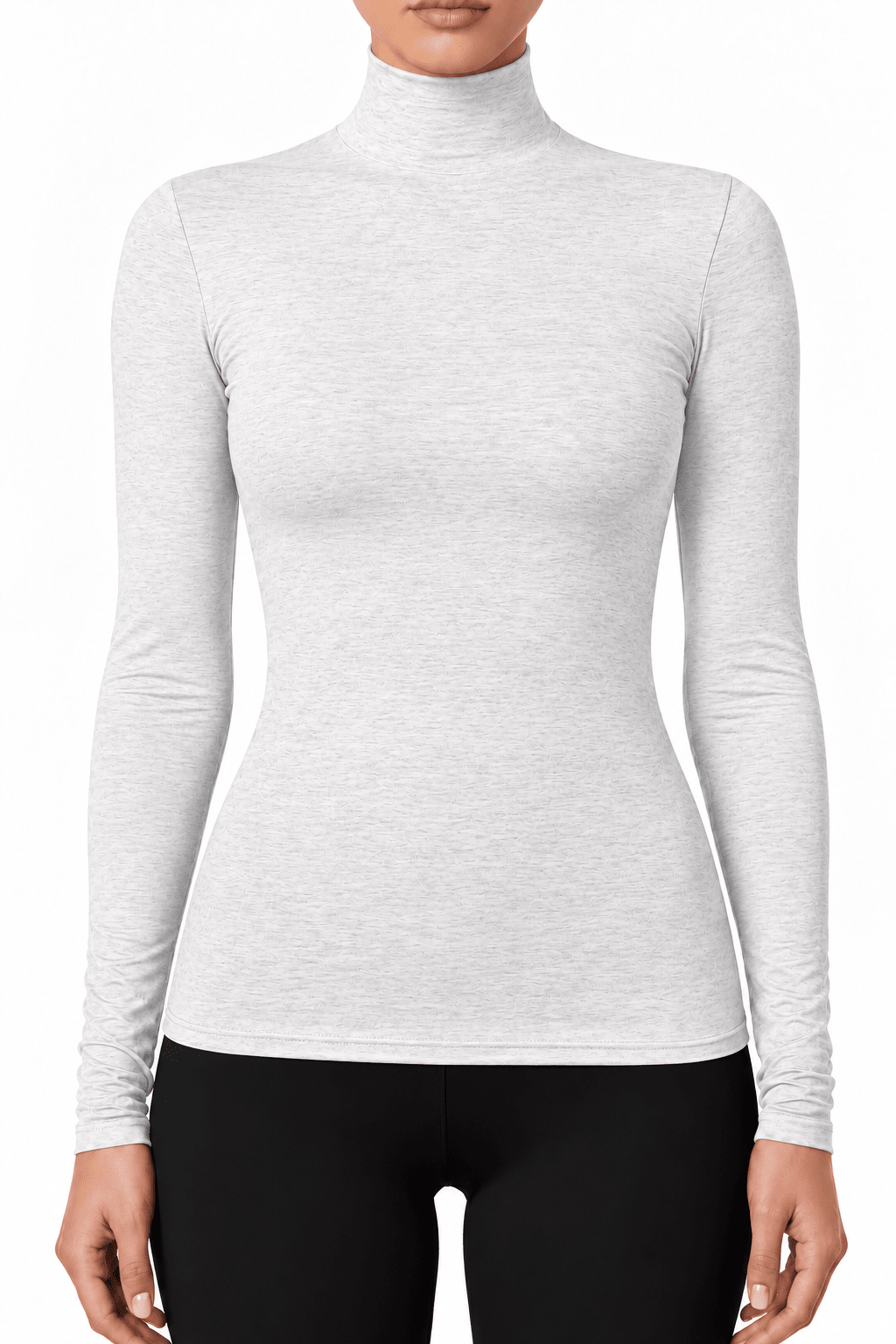 Turtleneck Shirt - Heathered White - EMMYDEVEAUX
