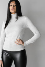 Turtleneck Shirt - Heathered White - EMMYDEVEAUX