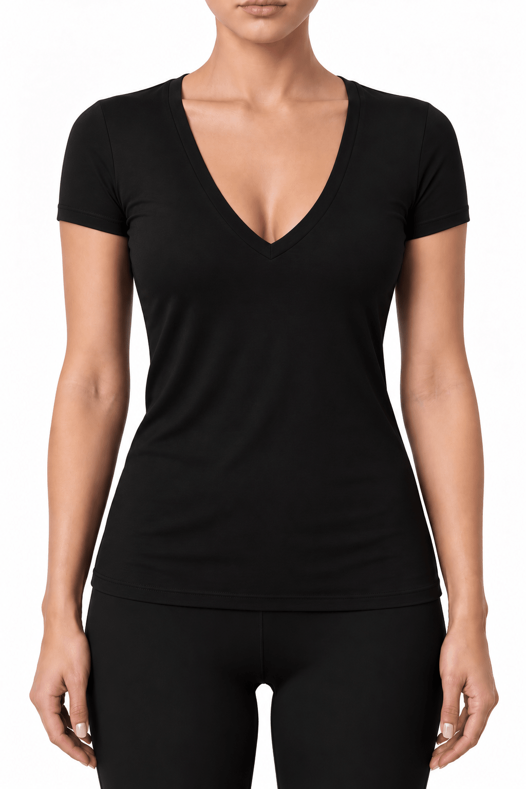 V-Neck T-Shirt - Black - EMMYDEVEAUX
