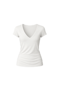 V-Neck T-Shirt - Heathered White - EMMYDEVEAUX